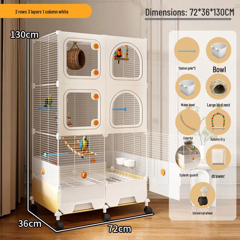 Hao Lei De Zhu Large Anti-Splash Parrot Cage for Cockatiel, Budgie, Lovebird, Sun Conure