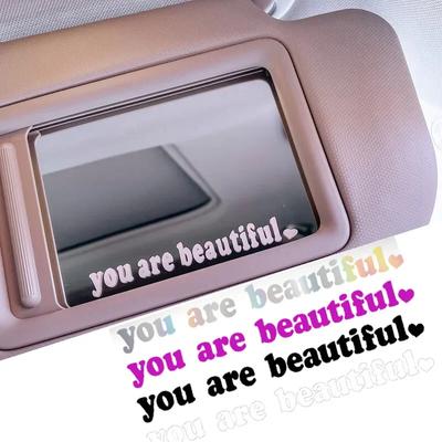 Car Stickers You Are Beautiful Interior Decoration Rear View Mirror Decals Car Vanity Mirror Vinyl Sticker Auto Accessories