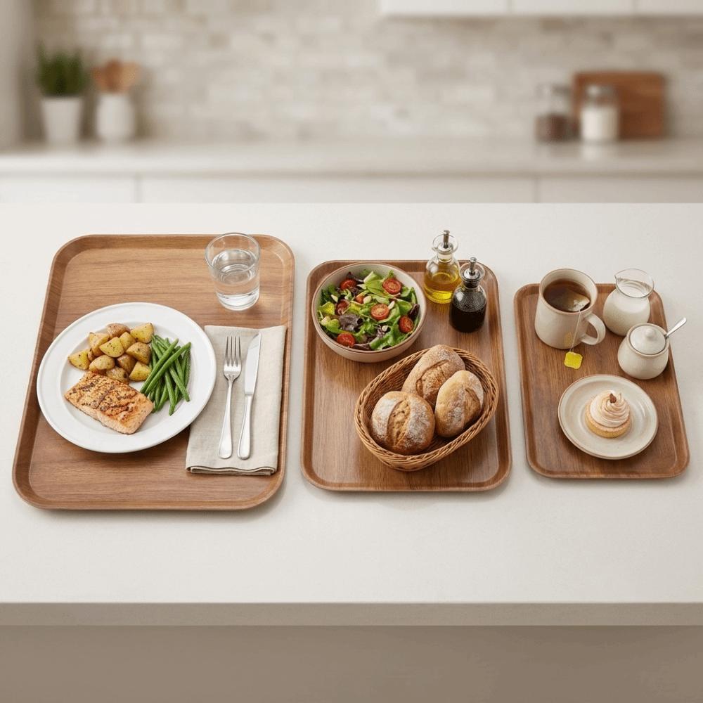 3Pcs Raised Edge Food Tray Melamine Storage Platter Exquisite Breakfast Serving Trays Tea