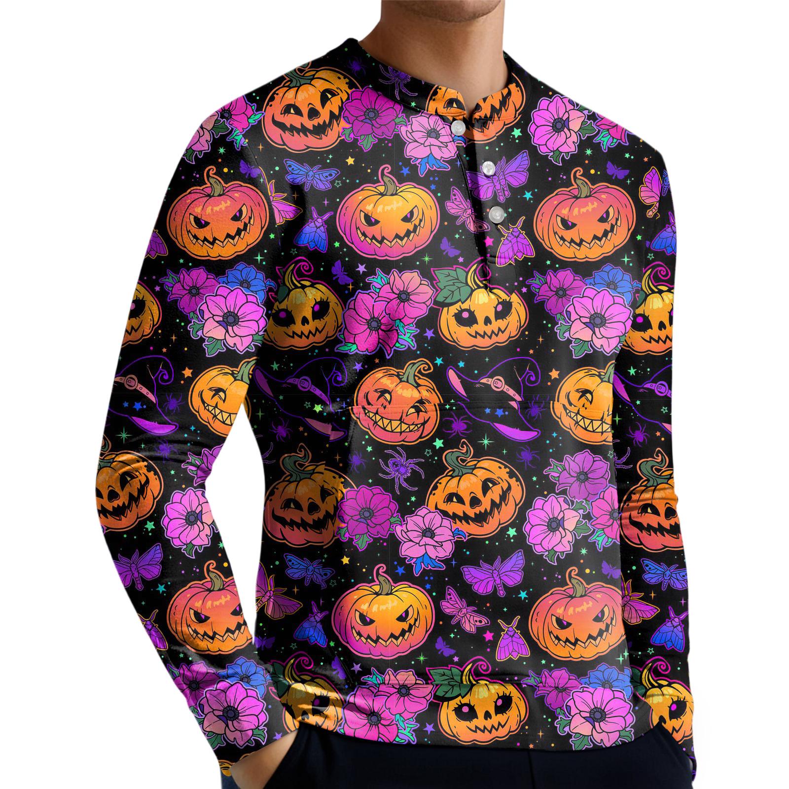 

Men s Casual Button-Down Sweatshirt Solid Color Long-Sleeved Shirt Pullover XXXL оранжевый