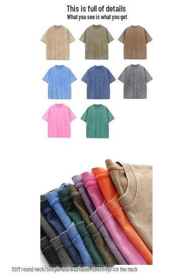 T-shirt Rétro Manches Courtes Surdimensionné Usé Coton Lourd