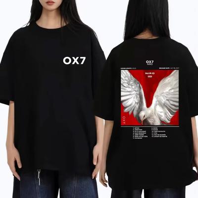 Rapper Niro OX7 Album Double Sided Graphic Tshirt Male Hip Hop Pop Music Streetwear Men Women Fashion Oversized Crewneck T-shirt