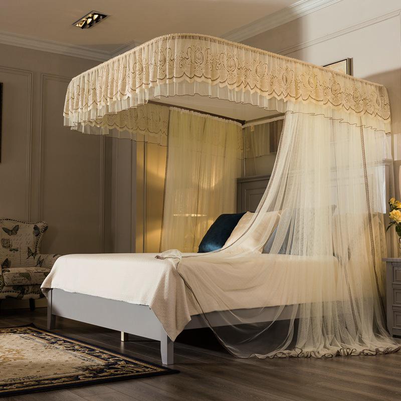 2025 Liftable Princess Style Three-Door U-Shaped Mosquito Net Canopy, Floor-Standing One-Piece Design