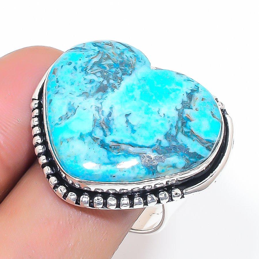 

Natural Tibetan Turquoise Gemstone 925 Sterling Silver Jewelry Ring Size 9 E0e94