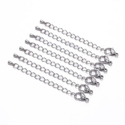 10 sztuk/partia rozszerzenie ze stali nierdzewnej koniec łańcucha DIY bransoletka naszyjnik łańcuszek z karabińczykiem Extender łańcuchy do tworzenia biżuterii