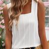 2026 European & American Women's Solid Color Knit Square Neck Pleated Vest - Summer Collection