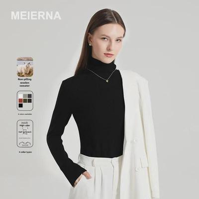 Women's High Collar Wool Pullover Sweater - Slim Fit, Warm for Autumn and Winter
