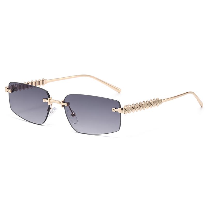 Rimless Small Rectangle Sunglasses Women Punk Style Color Lens Sun Glasses Vintage Irregular Legs Eyewear Ladies Uv400