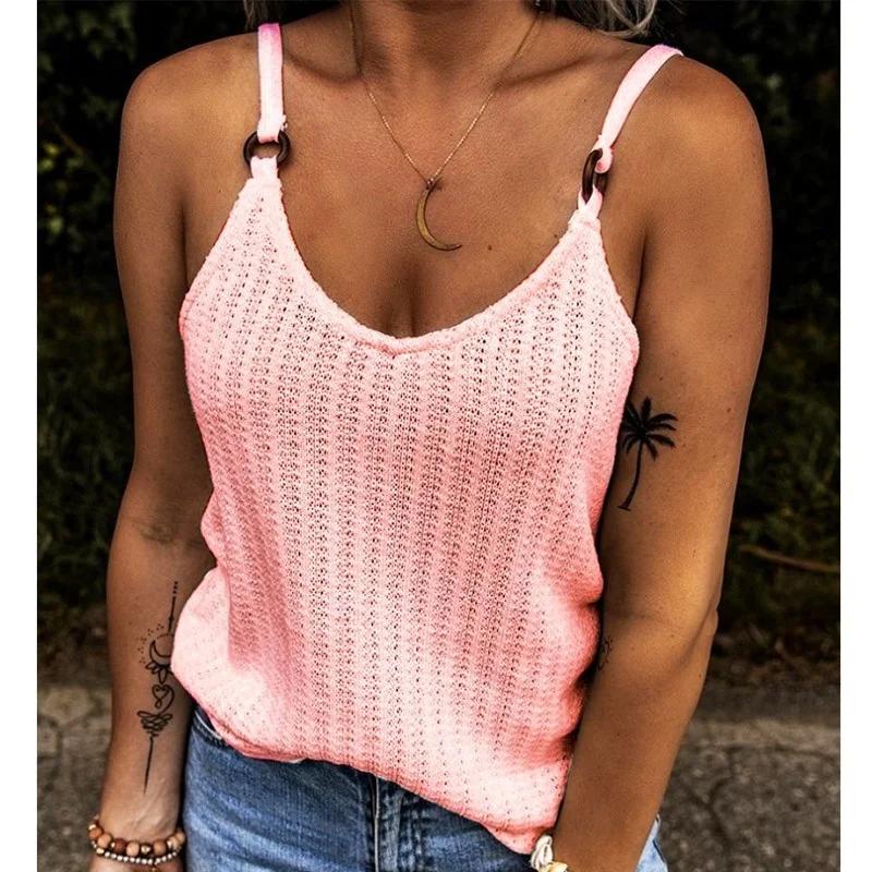 Neue Sommer Damenmode Lässig Ärmellos Rückenfrei Top Einfarbig Träger INS Damen Off-Shoulder Shirt Locker Camisole Tanktops