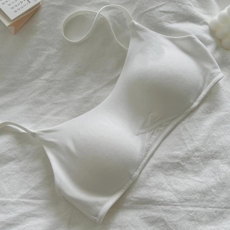 Women Beige Smooth Fabric Wireless Bra with Lightly Padded Cups S белый