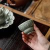 Yue Kiln Celadon Ceramic Tea Cup Gourd Handmade Lotus Petal Cups Tea Bowl Teacup Teacups Pair Maker Mate Beautiful Puera Pottery