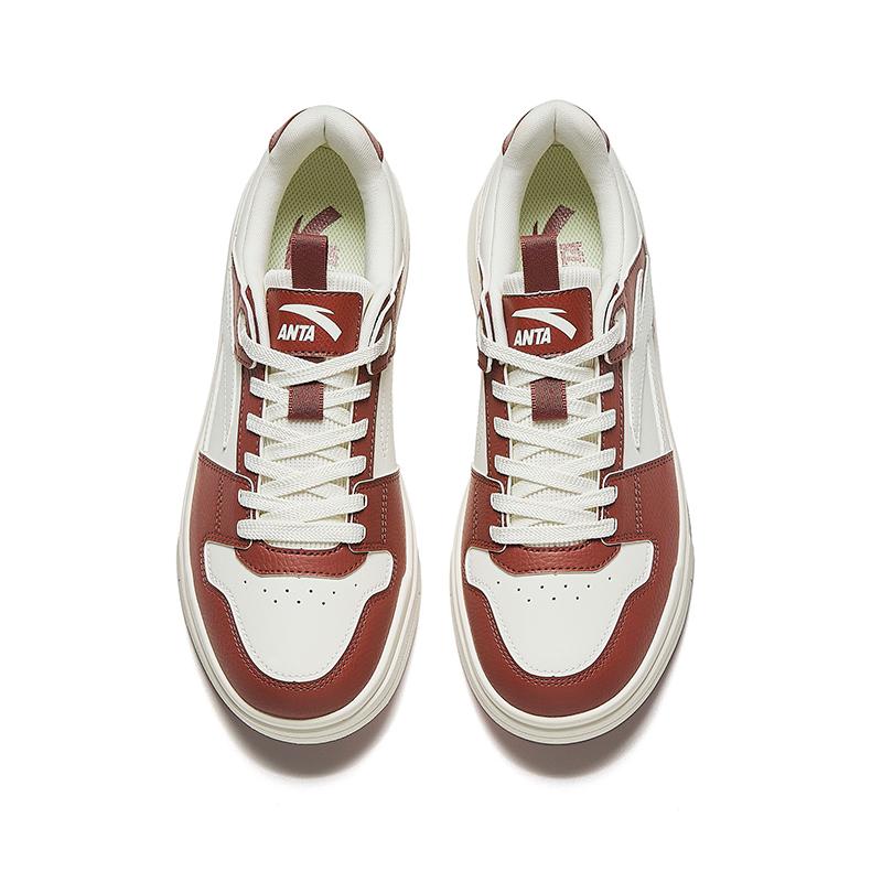 Anta Street Naughty Slip Resistant Abrasion Resistant Low top Skateboard Shoes Men's Red White Sneakers 912448019-3