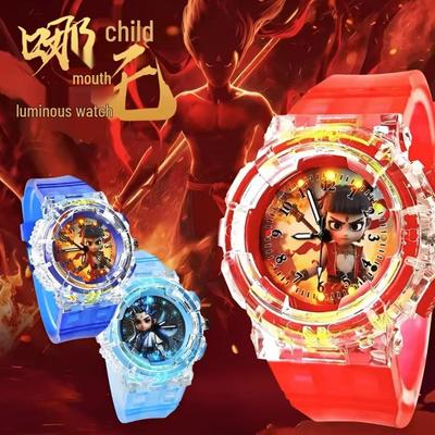 Reloj Infantil de Dibujos Animados Luminoso y Colorido de Nezha y Ao Bing