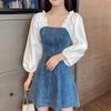 Women's Denim Dress A-line Skirt Puff Sleeves Spring and Summer Sexy Above The Knee Length Daily Wear Office Dating Party
