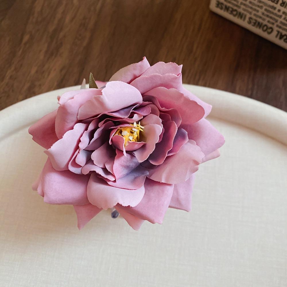 Cloth Rose Shark Clip Korean Style Seaside Vacation Headwear Simulated Flower Hair Claw  Women