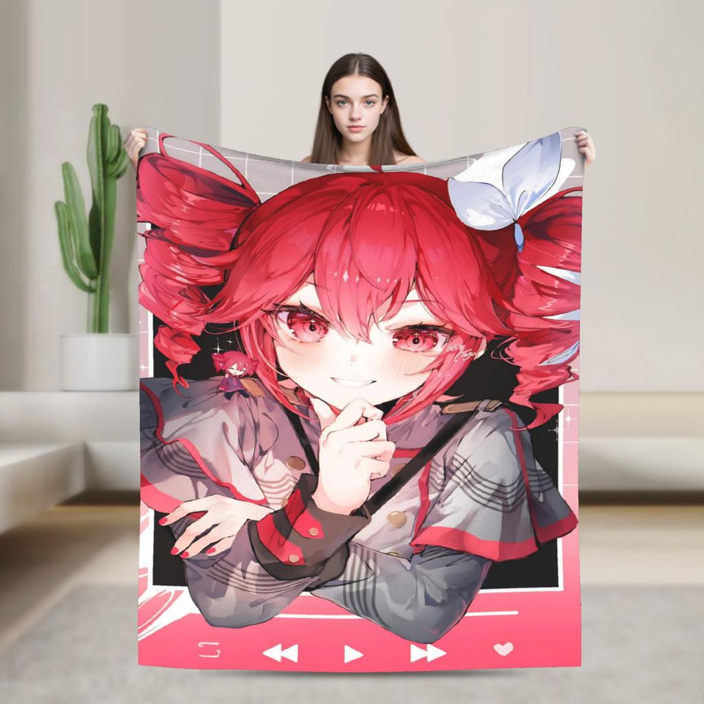 Anime Kasane Teto Flannel Printed Blanket Suitable for All Seasons Suitable for Living Room Office Sofa and Travel 180x250CM