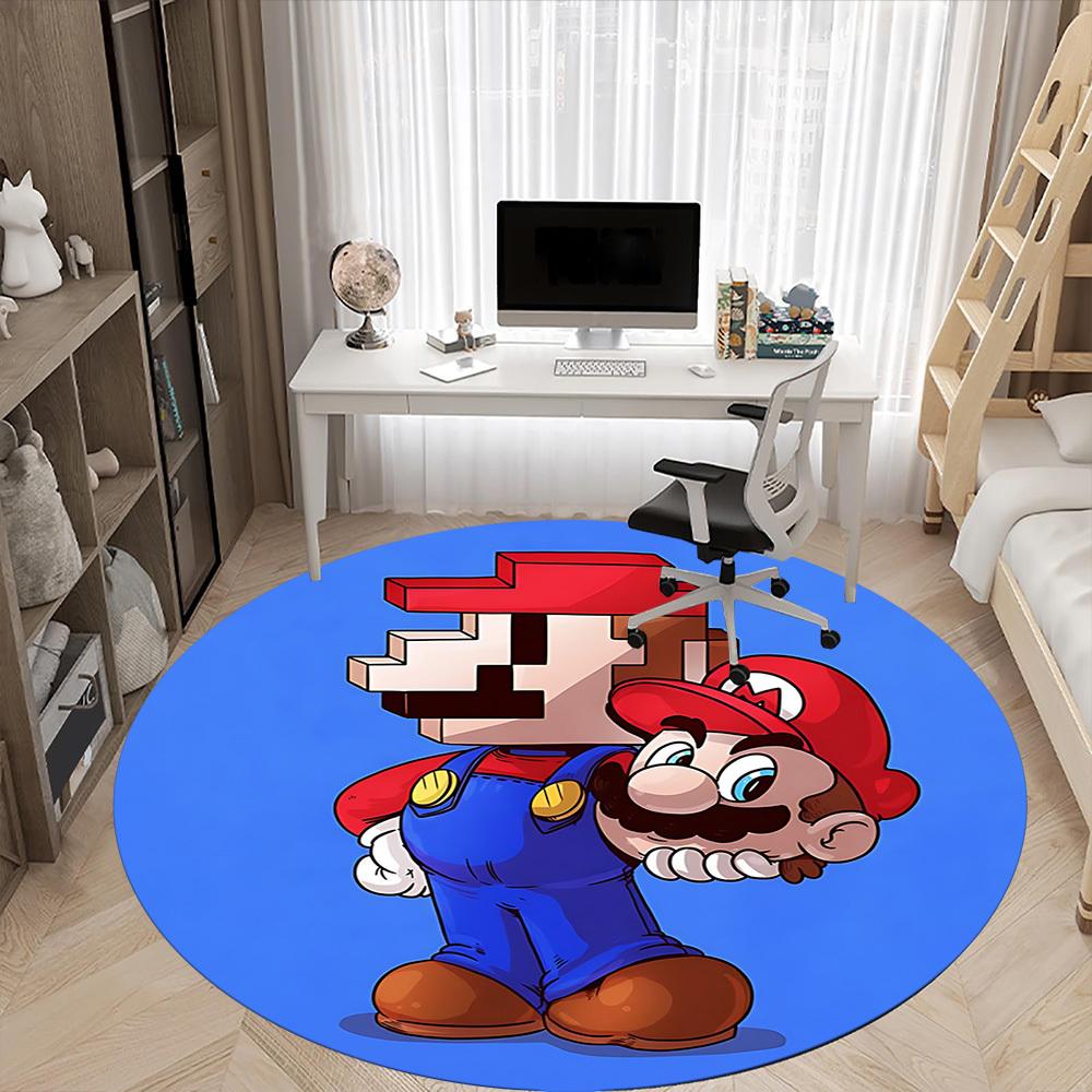 1pc Mario Pixel Art Office Round Area Rug, Indoor Mat Suitable For Office, Bedroom Living Room Home Decor, Room Deco,  Offic a0926219