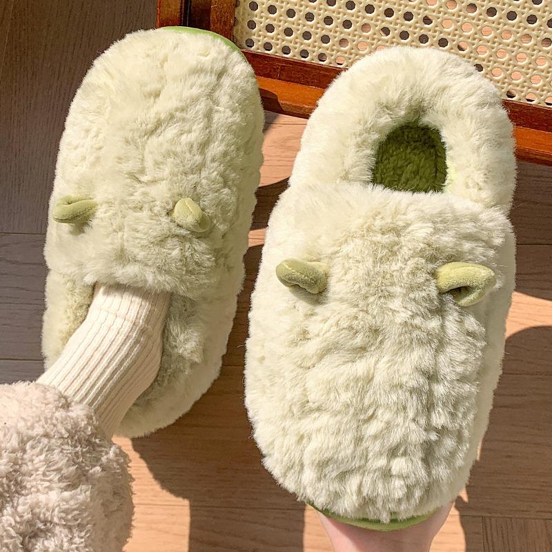 Baumwollpantoffeln Damen Paar Zuhause niedlich Cartoon kleine Ohren Herbst und Winter Indoor Plüsch Plateau Baumwollschuhe Herren Winter