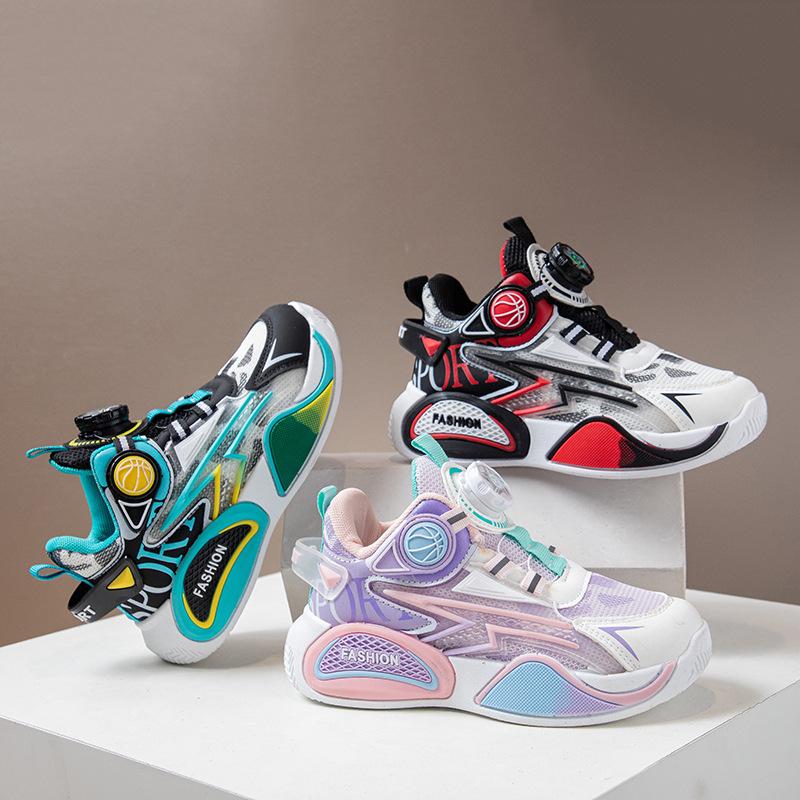 Boys' Breathable Sports Shoes Children's Mesh Casual Shoes2026New Spring and Autumn Girls' Rotating Buckle Running Shoes Trendy