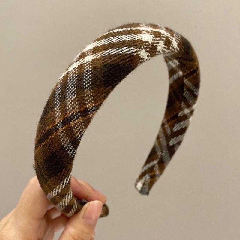 

Винтажный шлифованный клетчатый тканевый ободок для волос с губкой шириной 3 см для женщин и девочек, для повседневного наряда, для шопинга, для пресса, аксессуары для волос