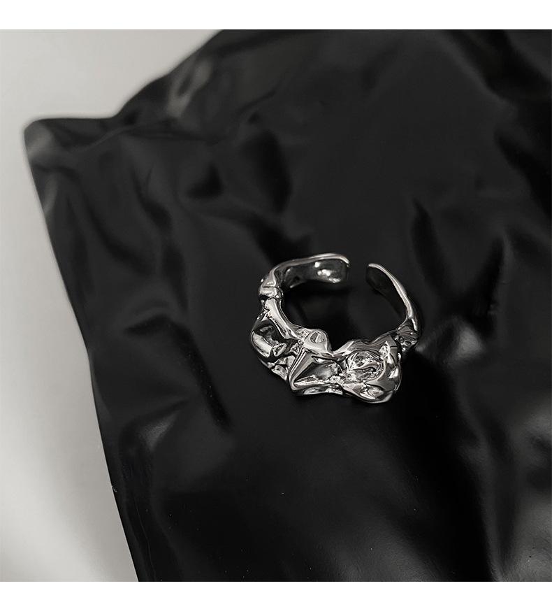 Korean Geometric Irregular Women s Retro Double Layer Open Ring Adjustable Open