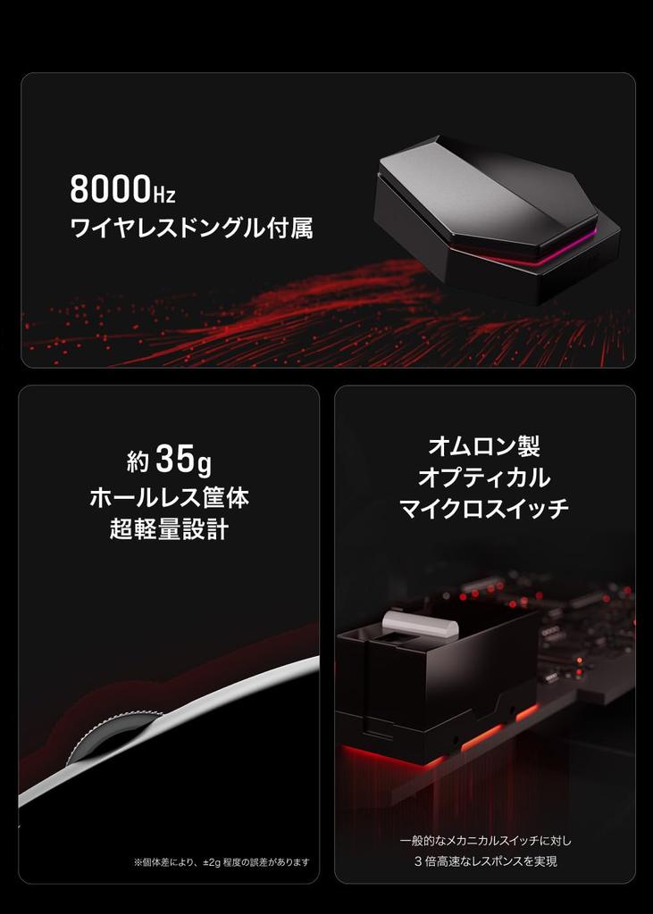 ATK Blazing Sky F1 Extreme Wireless Gaming Weighing Approximately with a Maximum Polling Rate of 8000Hz Ultra-Lightweight Mouse, 35g, (Black)