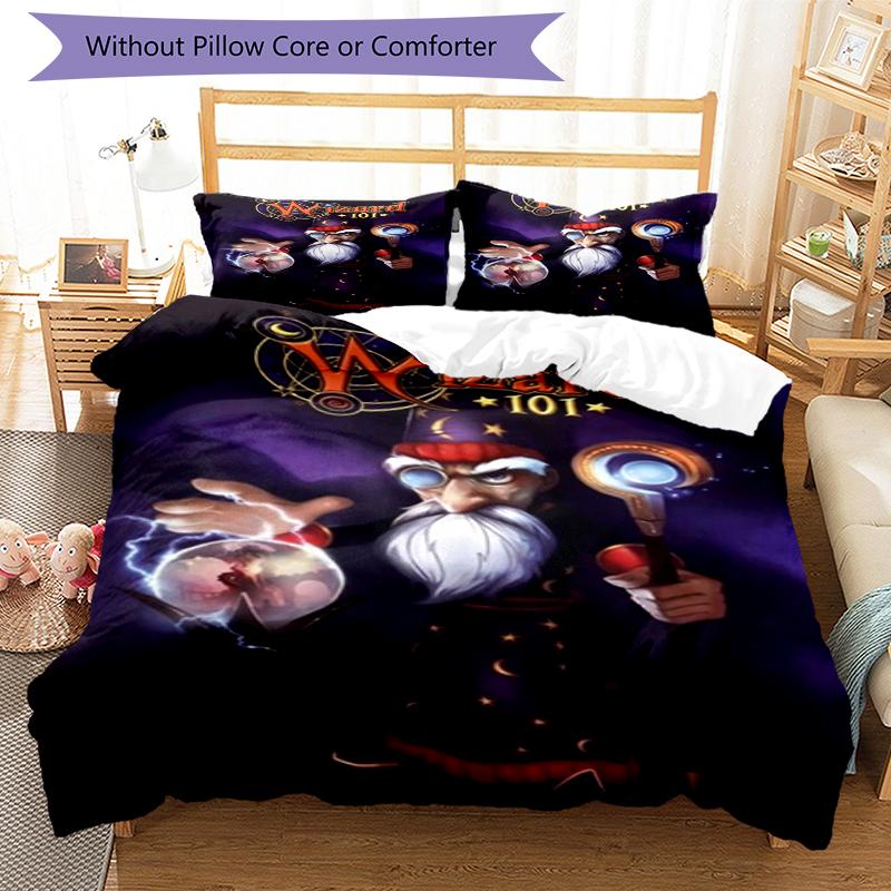 3pcs Wizard Bedding Set Duvet Cover Closure Includes 1 Duvet Cover & 2 Pillowcases, Soft and Comfortable for All Seasons.