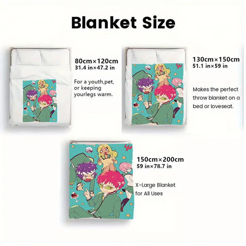 The Disastrous Life of Saiki K. 2D Flat Pattern Flannel Blanket High quality All Seasons Warmth and Comfort Perfect for Christmas Gifts.SMT0917575