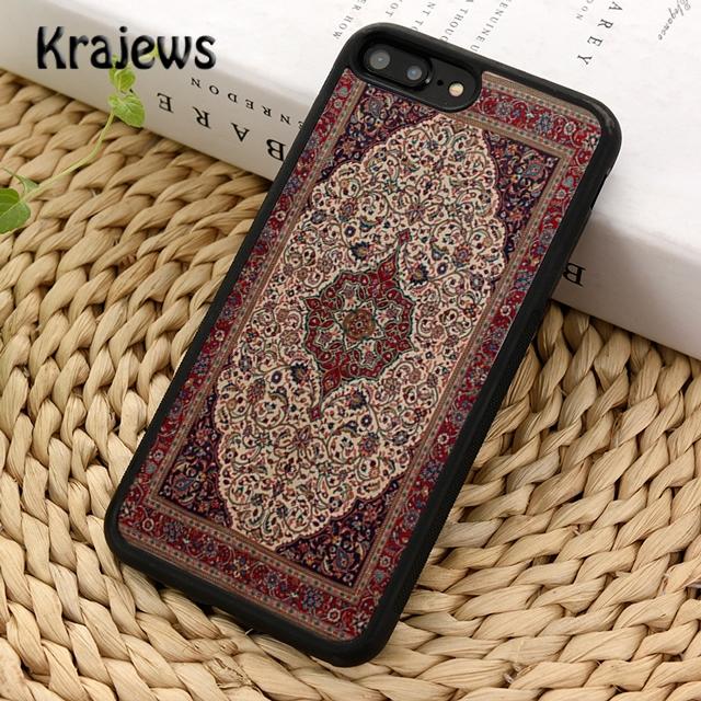 Krajews Persian Carpet Floral Pattern Phone Case Cover For iPhone 16 15 14 Plus XS XR 11 12 Mini Pro Max Coque Fundas