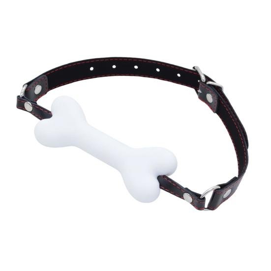 Bone-Shaped Silicone Ball Gag Adjustable BDSM Mouth Restraint for Bondage Roleplay Soft Body-Safe Discreet Adult Toy for Couples' Play