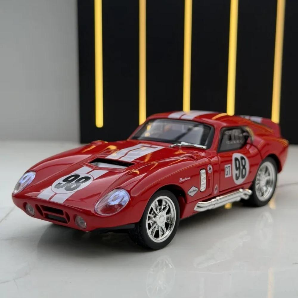 Simulation 1/32 Ford Shelby Cobra Sports Car Model Sound and Light Pull-Back Toy Vehicle Boy Ornament Collection Miniature Voiture