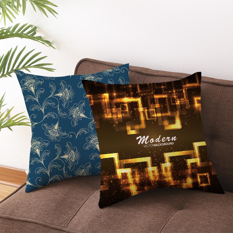 Home Products New Black Geometric Sofa Pillow Cushion Cover Digital Printing Office Cushion Cover