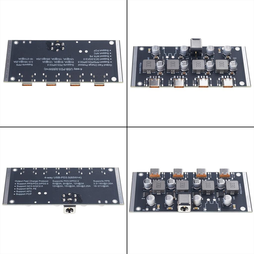 4 Way Output PD65W Fast Charging Module Type C Interfaces Support PD3.0/2.0 Fast Charging Board for Phone Laptop