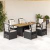 Vidaxl 7-Cz. Conjunto de Móveis de Jardim com Almofadas, Preto, Polirratan