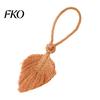 Hand-Knotted Curtain Strap Braided Leaf Tieback, Boho Cotton Rope Holder, Fringe Living Room Tieback Edge Knotted Draperies Holder for Bedroom