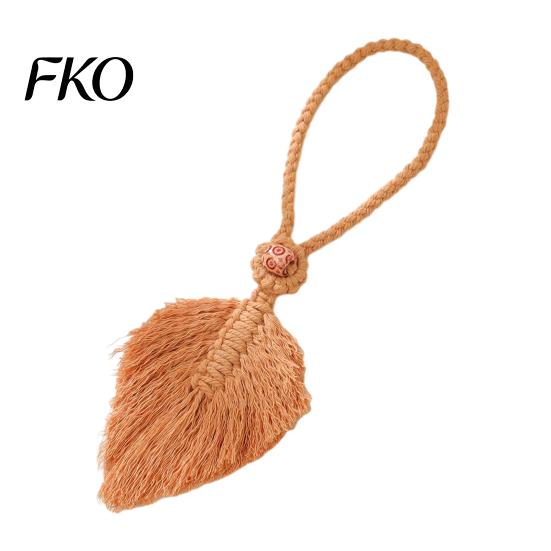 Hand-Knotted Curtain Strap Braided Leaf Tieback, Boho Cotton Rope Holder, Fringe Living Room Tieback Edge Knotted Draperies Holder for Bedroom