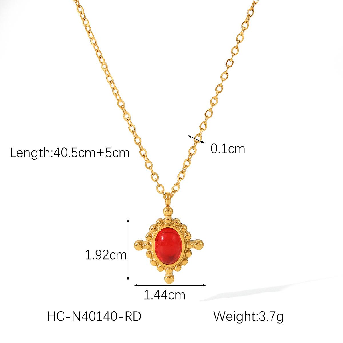 

Same Style Titanium Steel Necklace Cross Pendant Inlaid with Semi-Precious Stones Fashionable Versatile Necklace for Women красный