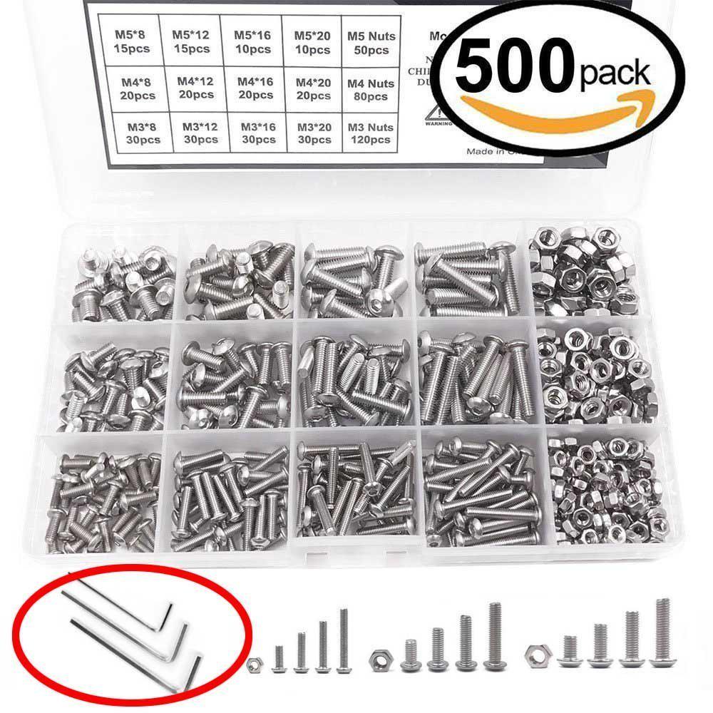 uxcell M4 x 16mm Thread 304 Stainless Steel Hex Socket Head Cap Screw w Washer 20 Pcs