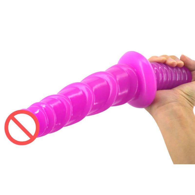 Handle Dildo Artificial Big Penis Screw Thread Ribbed Stimulate Adult Female Masturbator Lesbian Sex Anal Anal Toy For Women 22