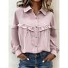Early Spring New Fashion Solid Color Long Sleeve Shirt Blouse for Women, European American Casual Top for Outerwear
