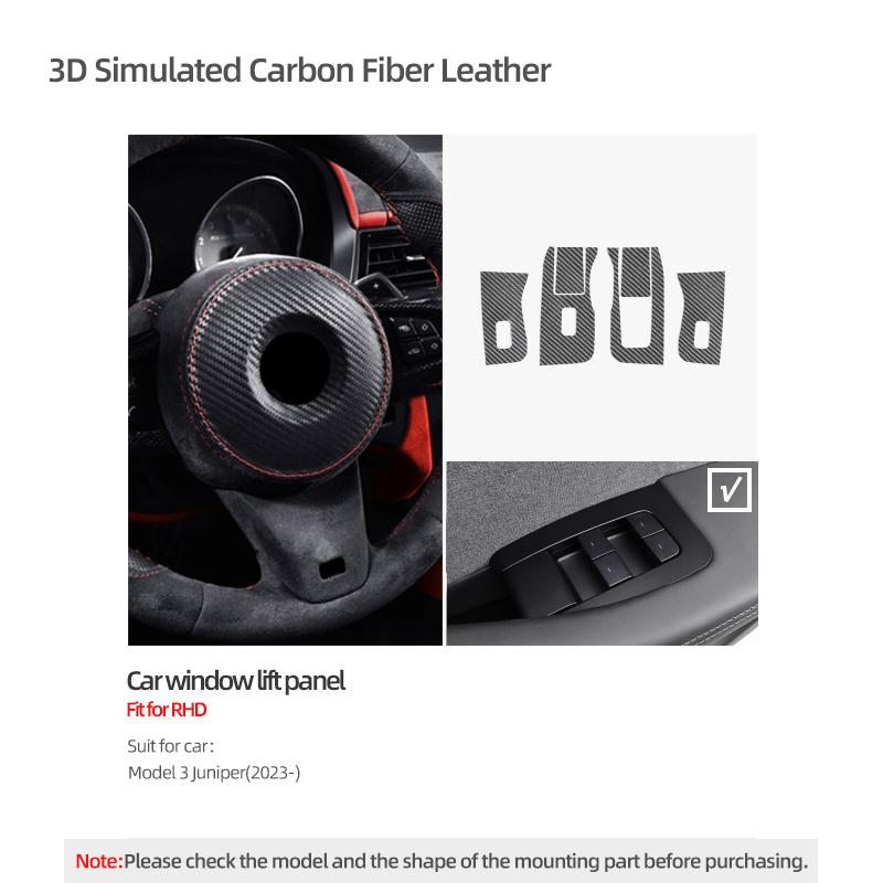 

For Tesla Model Y Juniper 2025- Model 3 Highland 2025 Made of Alcantara Window Lift Panel Trim Stickers Car Interior Accessories