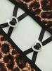 Women'S Sexy Leopard Print Teddy Bodysuit - Halter Neck Backless Lingerie With Heart Shining Diamond Erotic Babydoll