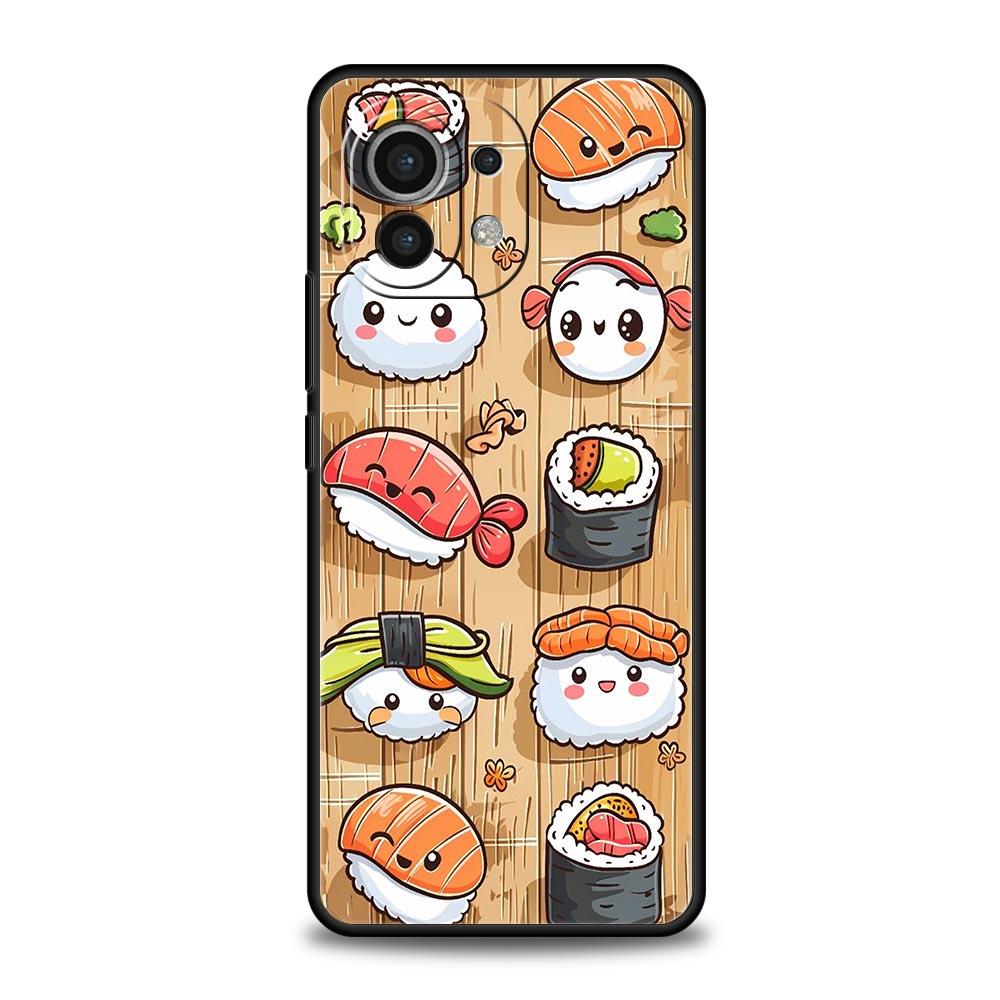 

Cute Cartoon Sushi Phone Case For Xiaomi Mi 15 14 14T 13T 12T Pro 12 13 11 Lite 5G 11T Poco X6 X7 X5 Pro Soft TPU Cover Poco X6