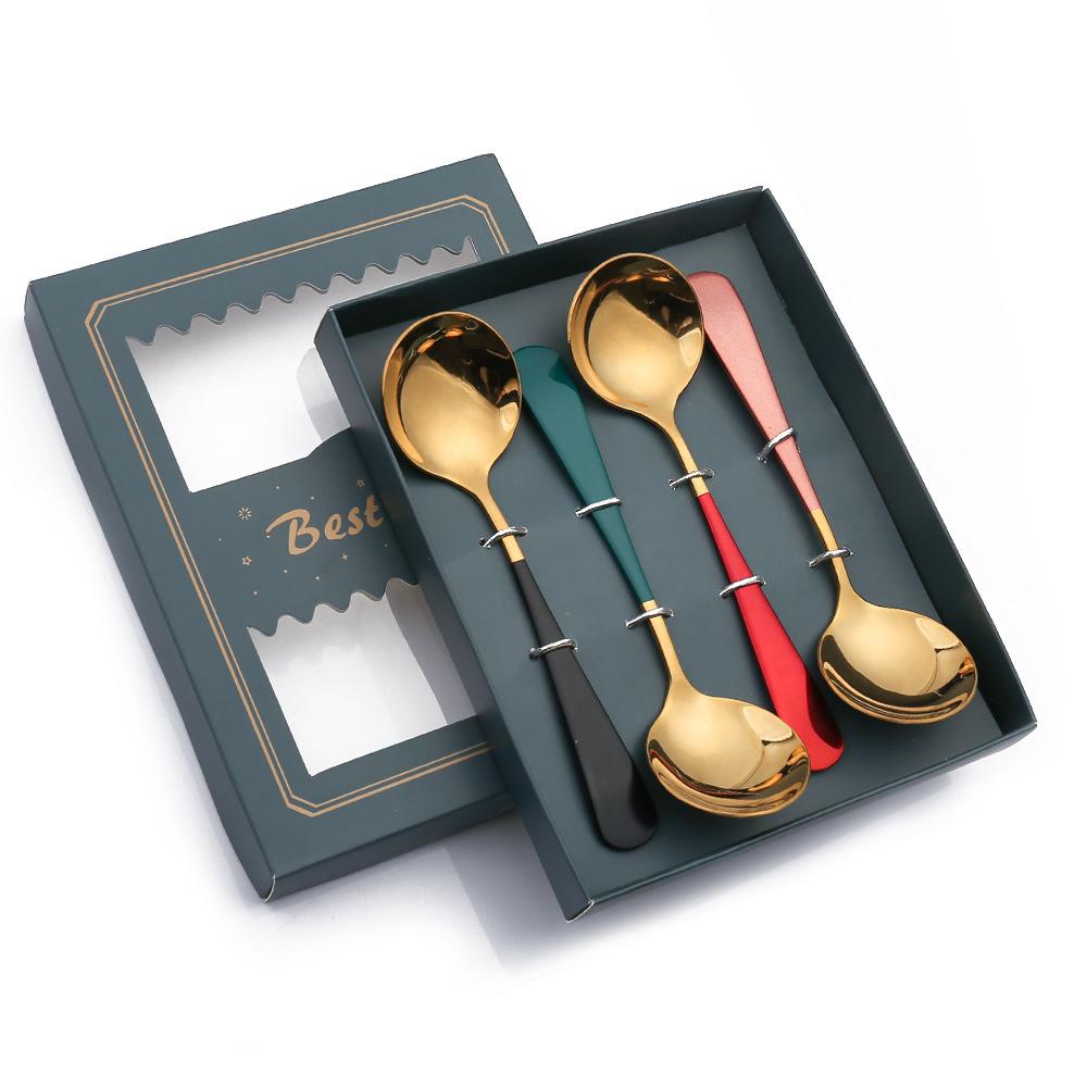 HANYANG Tableware Set Creative Spoon Round Spoon Stirring Spoon Gift Set Ice Spoon Fruit Fork Gift Set