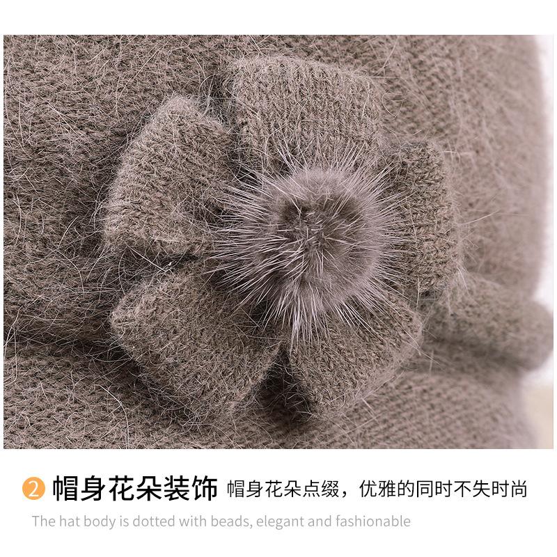 Knitted Rabbit Fur Middle Old Man Autumn Winter Old Man Hat Lady Winter Grandma Wife Warm Mom Hat Basin Hat