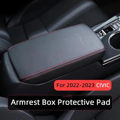 For Honda  Civic 11th Gen Civic Car Armrest  Mat Center Storage Box Pad Protector Leather Cover Decoration Accessories