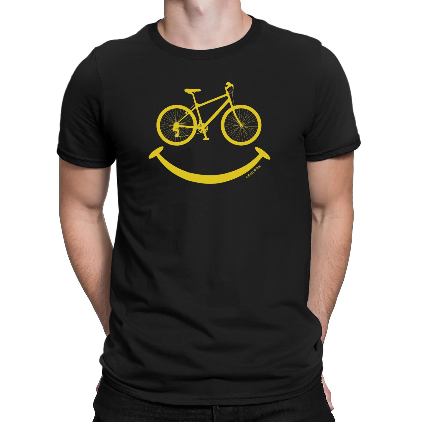 Mens Happy Cycling Face T-Shirt Mens Womens Tees Top Funny  Gift Bicycle Bike Cyclist Biking 3XL