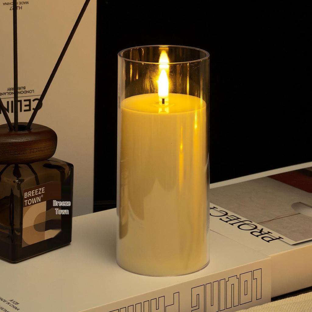 Acrylic Bullet-Shaped Remote-Controlled Flameless Candle Lamp