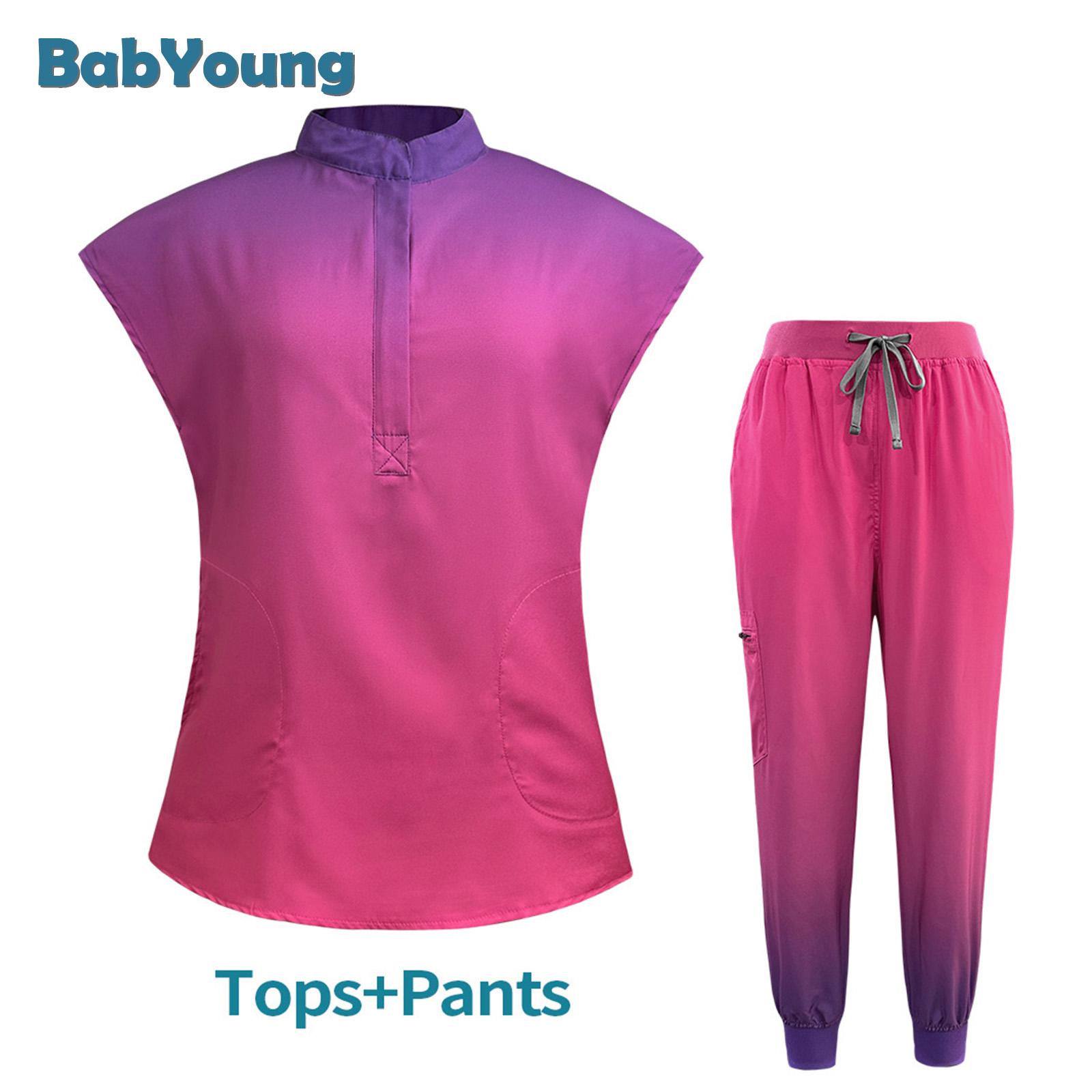 

Нові жіночі набори скрабів 2025 р. Медична уніформа для медсестер Slim Fit Лікарня Стоматологічний Клінічний робочий одяг Одяг Хірургічні комбінезони L фіолетовий