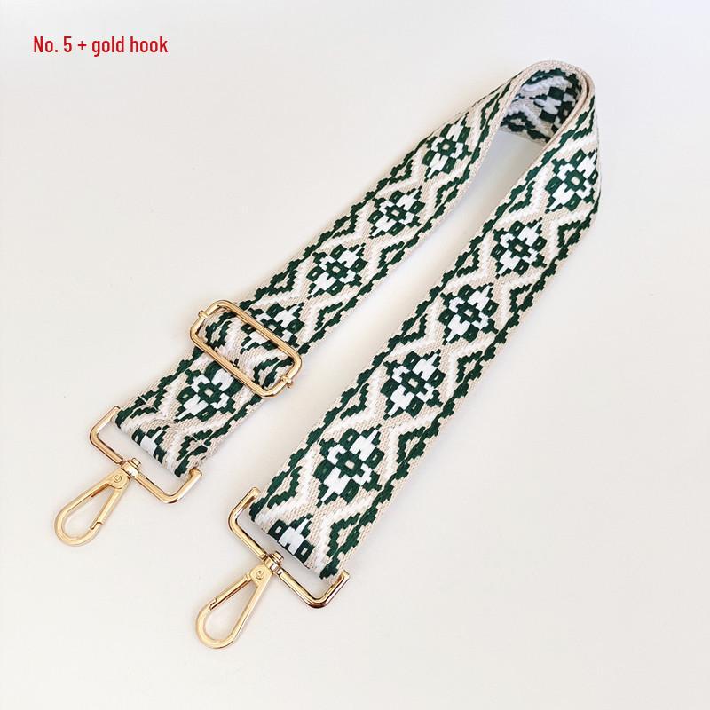 Etniczny Wzór Nylonowy Pasek do Plecaka z Regulowaną Długością i Metalowymi Akcesoriami - Odporny na Zużycie i Poszerzony dla Komfortu